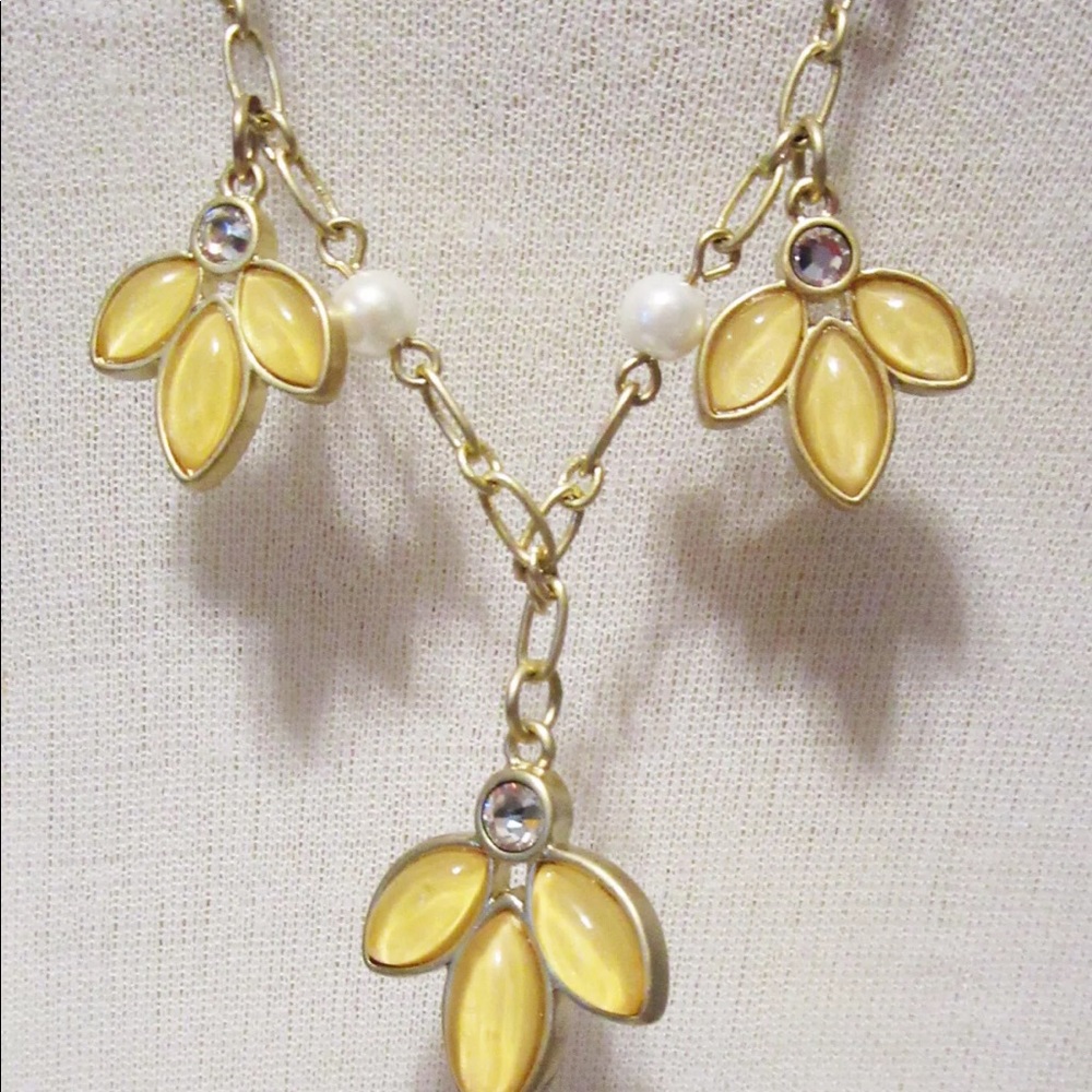 NWT Lia Sophia Lotus River Floral Long Necklace, Gold tone.  Unique & Gorgeous - Picture 3 of 7